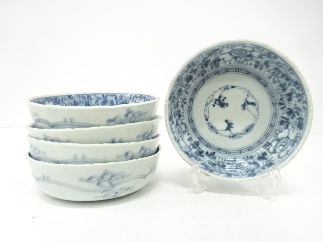 Ko-Imari, with arabesque flowers, flat bowl, set of 5
